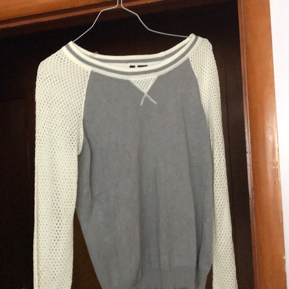 Grey and white sweater top